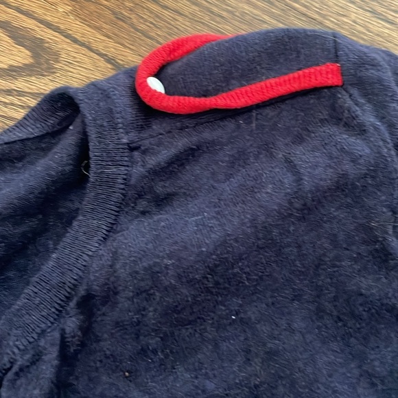 Lacoste Navy Cotton Henley Sweater with Red Épaulettes and Placket accents - Picture 3 of 6